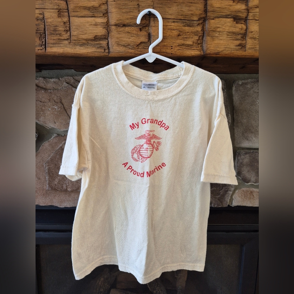 USMC Pride Gildan Kids Cream Tee